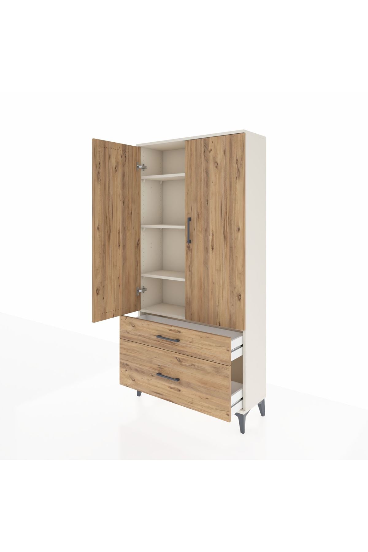Arges Dolap 4 Raflı 2 Çekmeceli 2 Kapaklı 88x30x182 - S24M015V3A