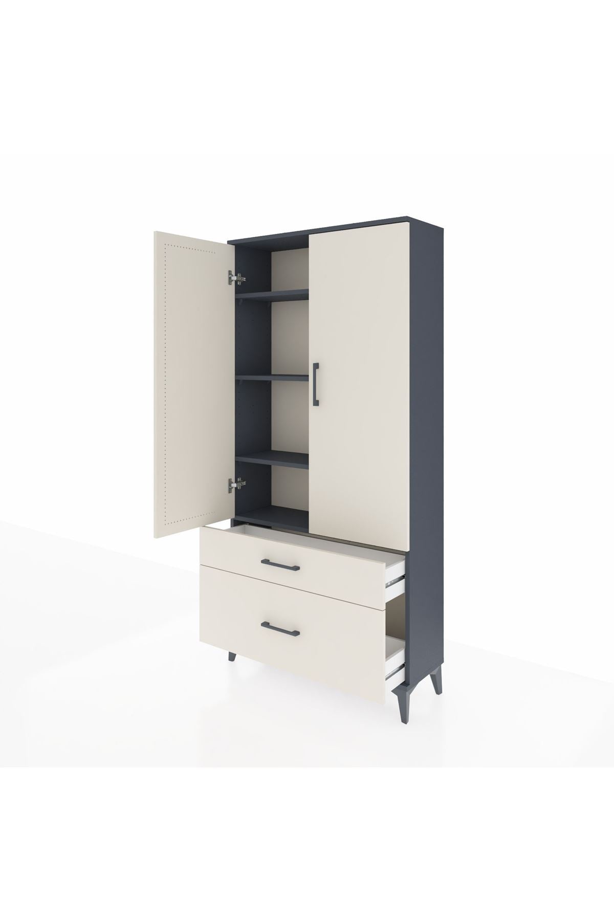 Arges Dolap 4 Raflı 2 Çekmeceli 2 Kapaklı 88x30x182 - S24M015V4A