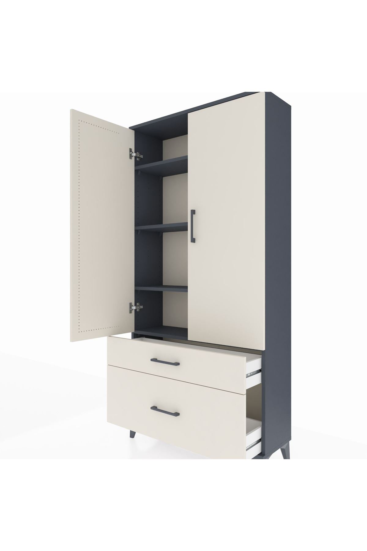 Arges Dolap 4 Raflı 2 Çekmeceli 2 Kapaklı 88x30x182 - S24M015V4A