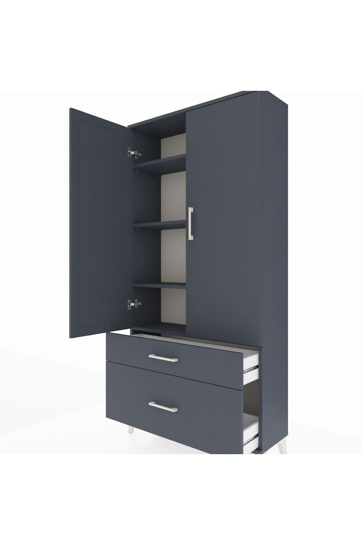 Arges Dolap 4 Raflı 2 Çekmeceli 2 Kapaklı 88x30x182 - S24M015V5A