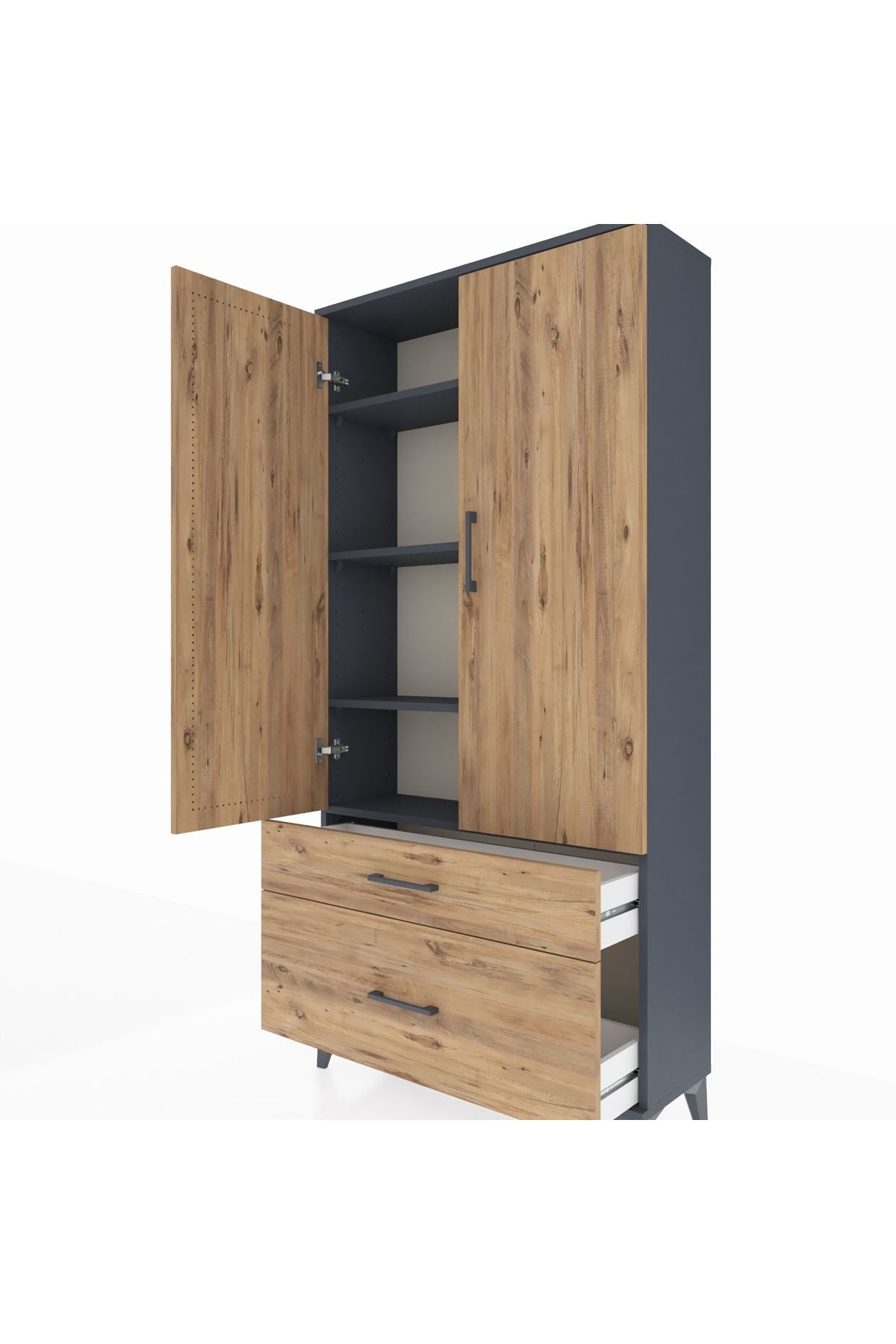 Arges Dolap 4 Raflı 2 Çekmeceli 2 Kapaklı 88x30x182 - S24M015V6A