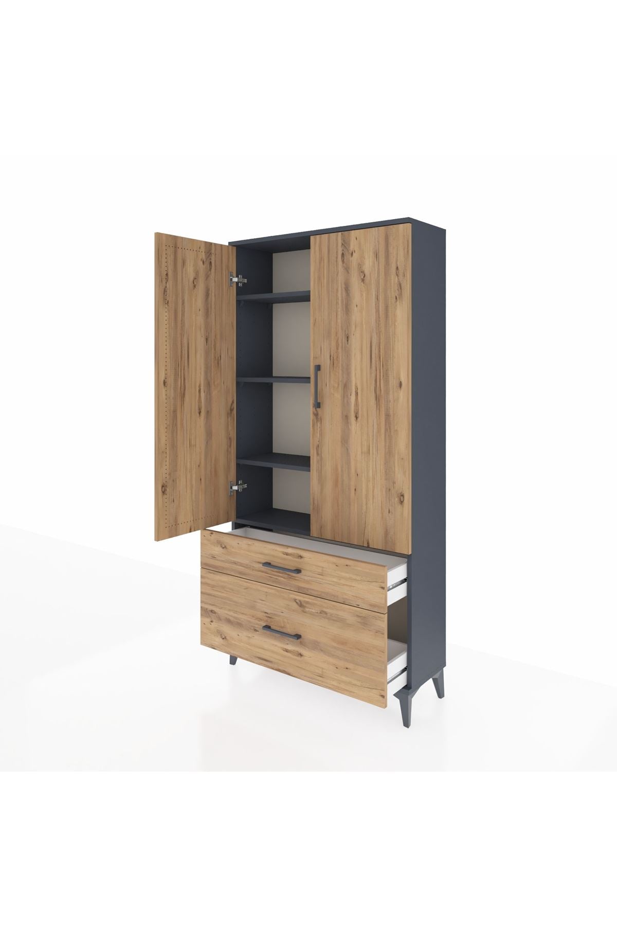 Arges Dolap 4 Raflı 2 Çekmeceli 2 Kapaklı 88x30x182 - S24M015V6A