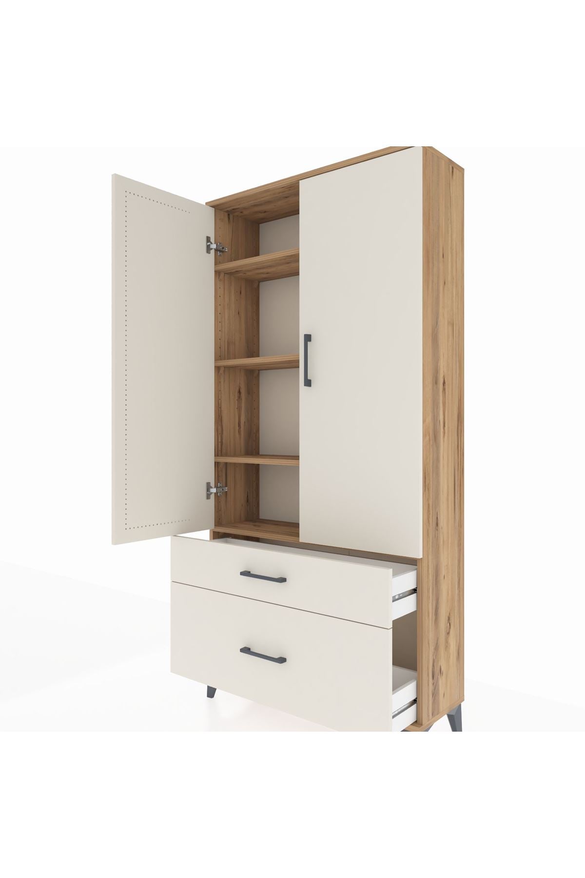 Arges Dolap 4 Raflı 2 Çekmeceli 2 Kapaklı 88x30x182 - S24M015V7A