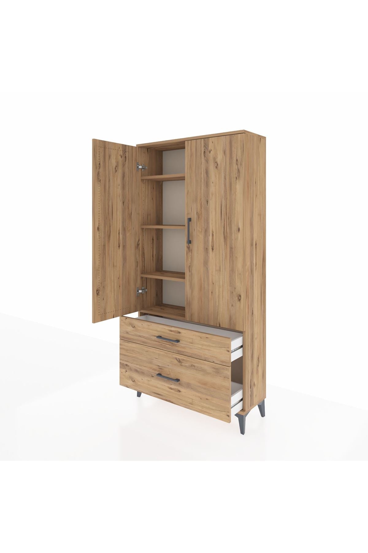 Arges Dolap 4 Raflı 2 Çekmeceli 2 Kapaklı 88x30x182 - S24M015V9A