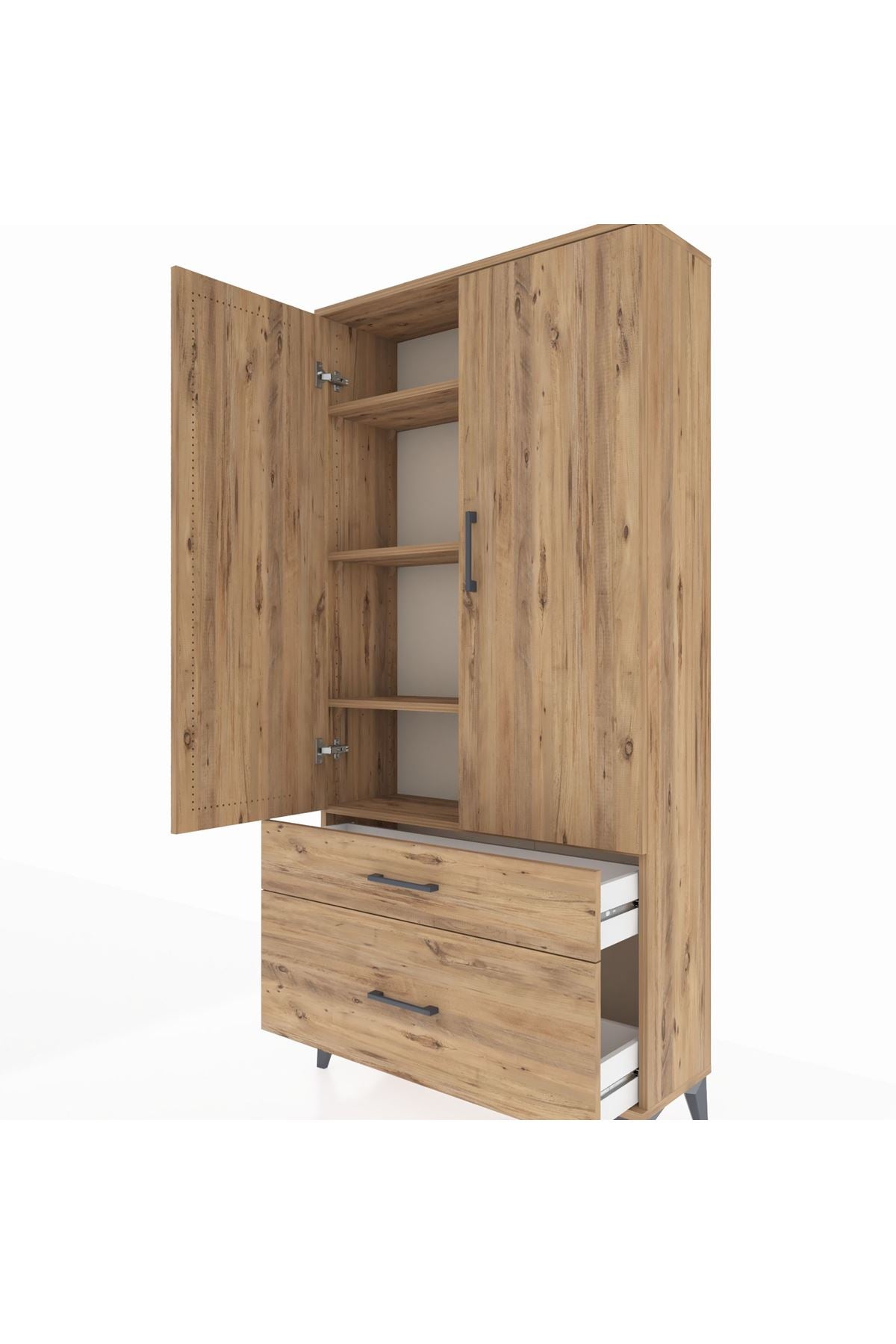 Arges Dolap 4 Raflı 2 Çekmeceli 2 Kapaklı 88x30x182 - S24M015V9A