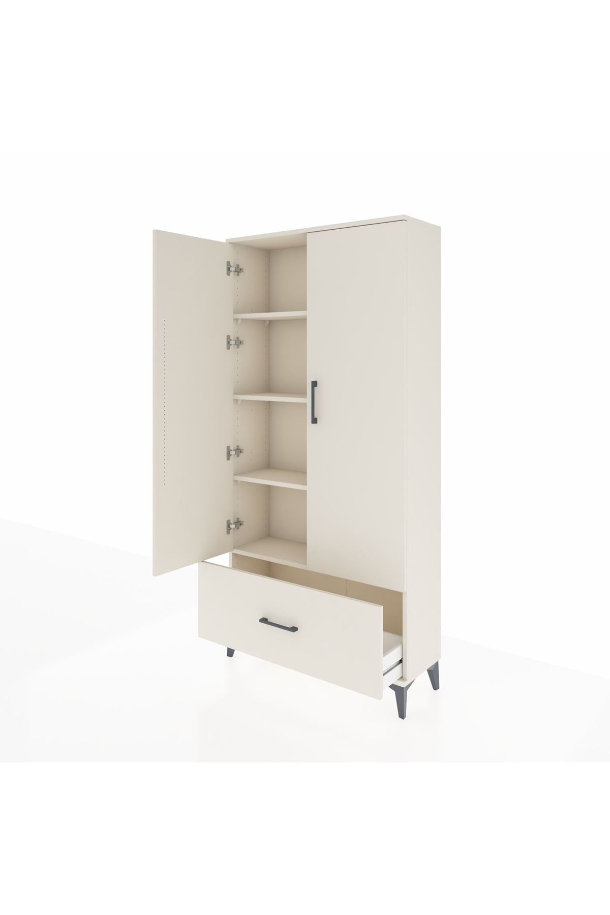 Arges Dolap 4 Raflı Tek Çekmeceli 2 Kapaklı 88x30x182 - S24M016V1A