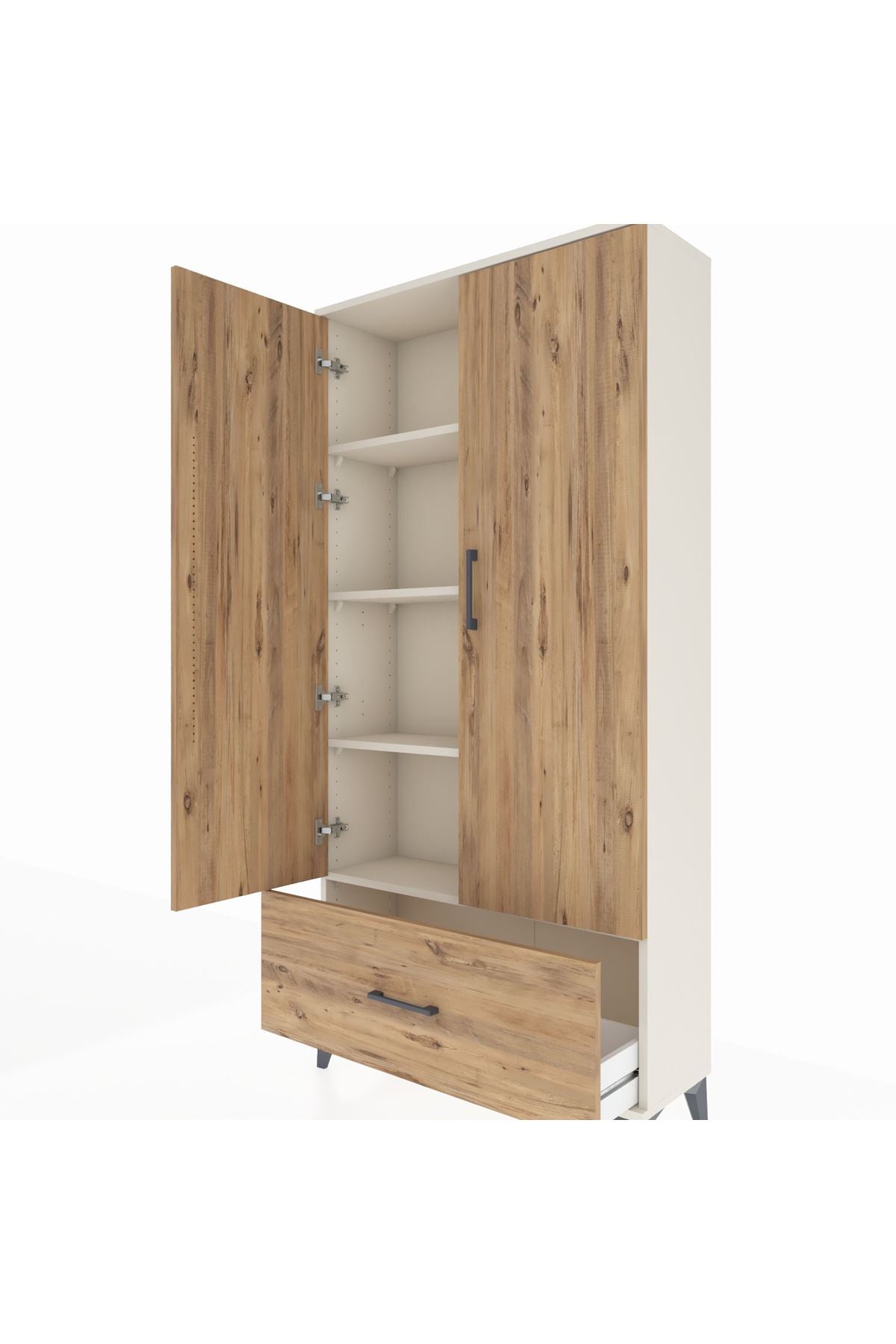 Arges Dolap 4 Raflı Tek Çekmeceli 2 Kapaklı 88x30x182 - S24M016V3A
