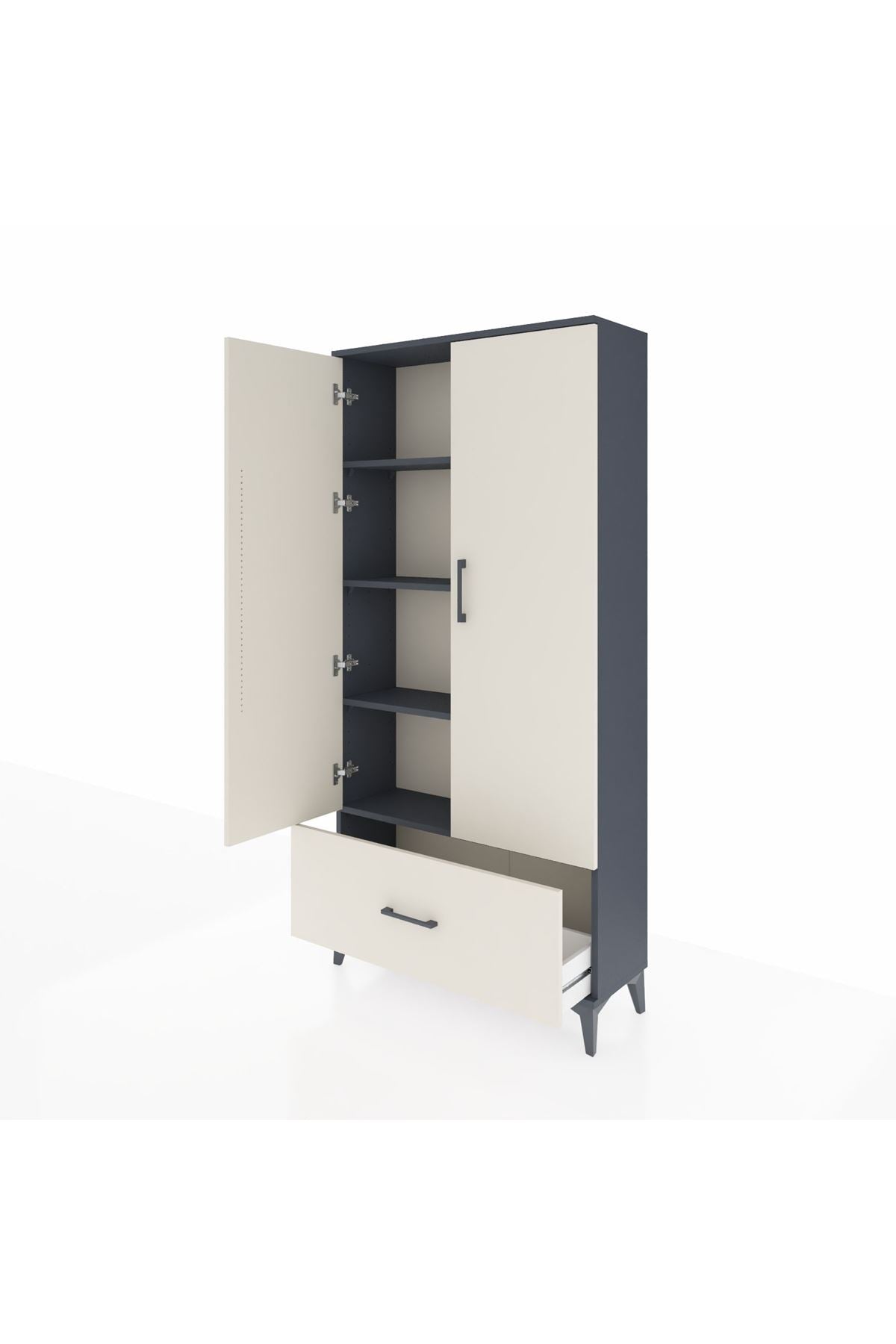 Arges Dolap 4 Raflı Tek Çekmeceli 2 Kapaklı 88x30x182 - S24M016V4A