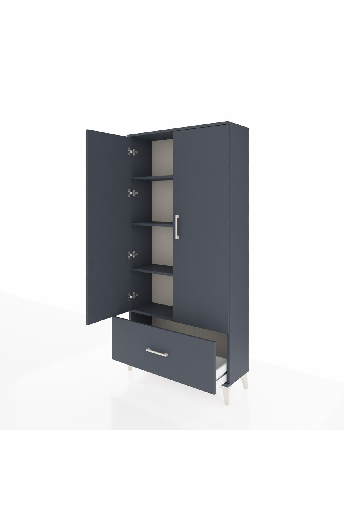 Arges Dolap 4 Raflı Tek Çekmeceli 2 Kapaklı 88x30x182 - S24M016V5A