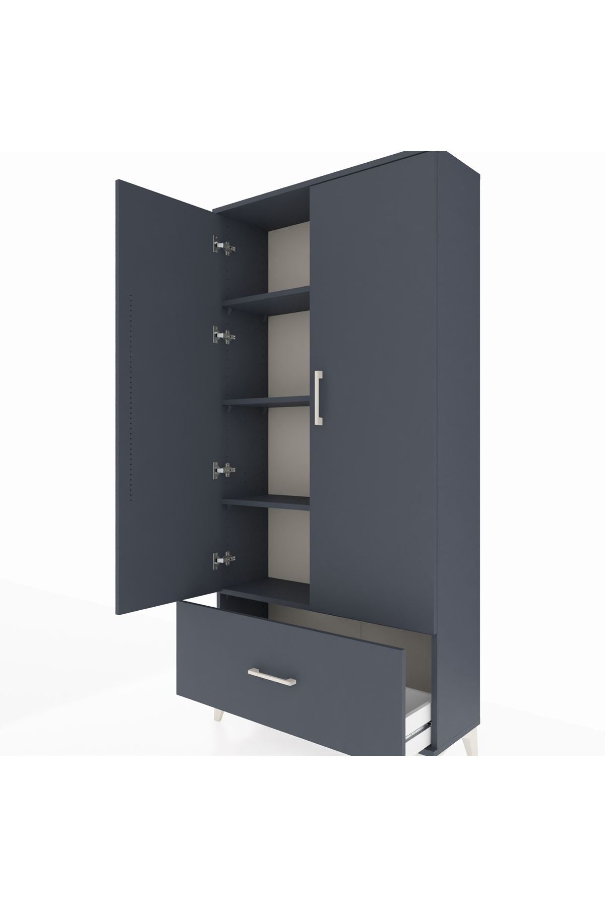 Arges Dolap 4 Raflı Tek Çekmeceli 2 Kapaklı 88x30x182 - S24M016V5A