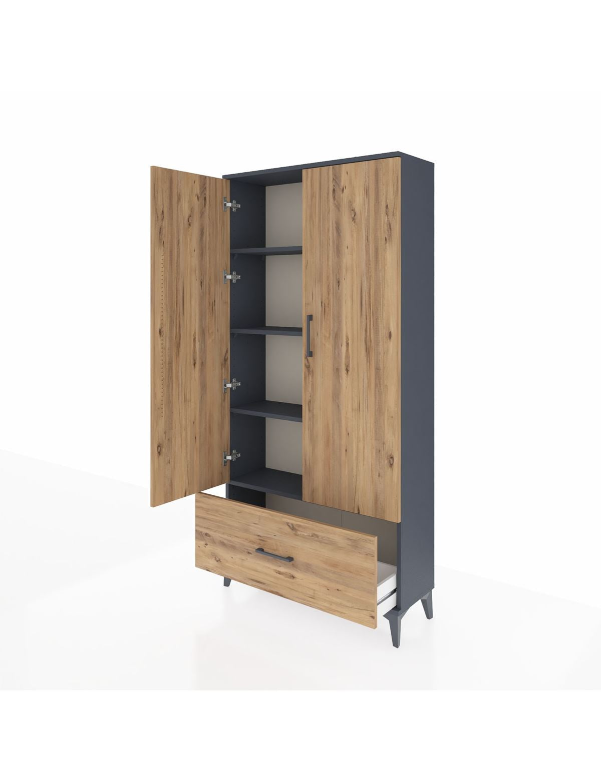 Arges Dolap 4 Raflı Tek Çekmeceli 2 Kapaklı 88x30x182 - S24M016V6A