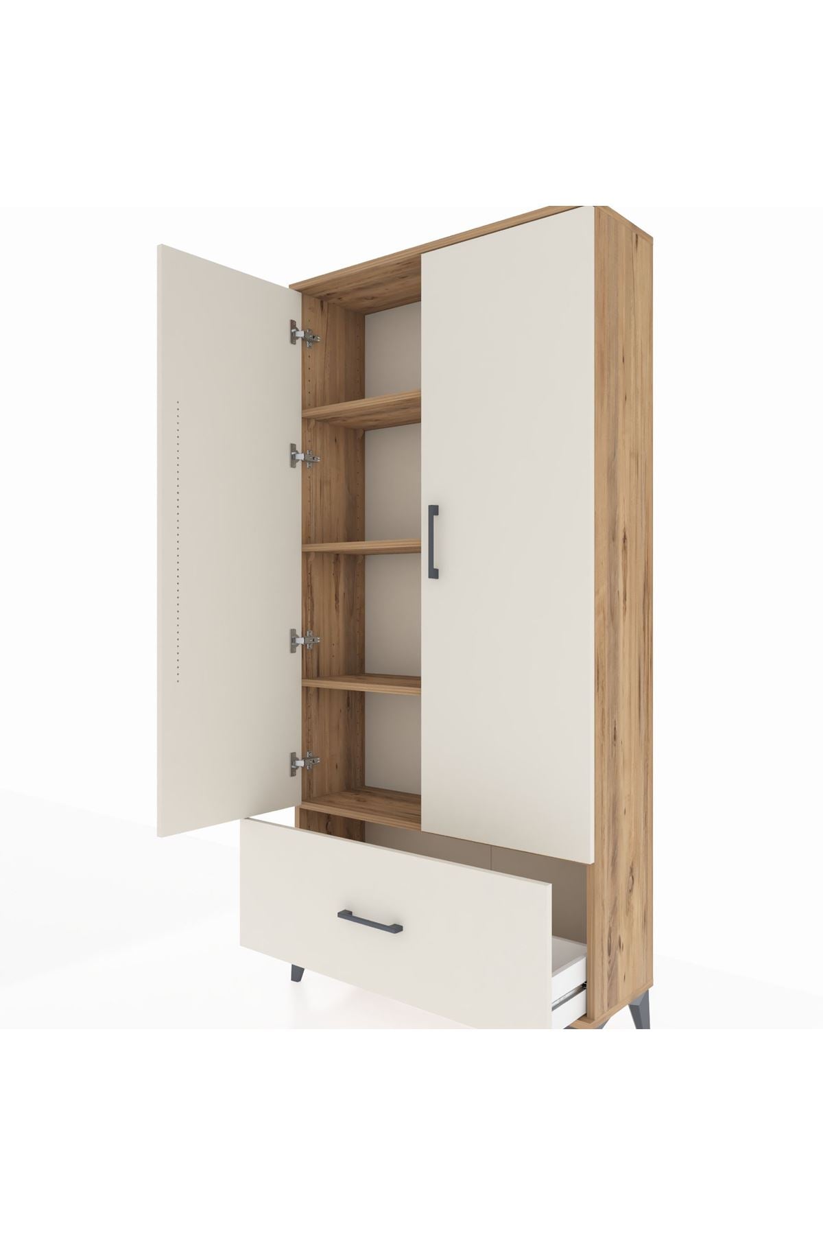Arges Dolap 4 Raflı Tek Çekmeceli 2 Kapaklı 88x30x182 - S24M016V7A