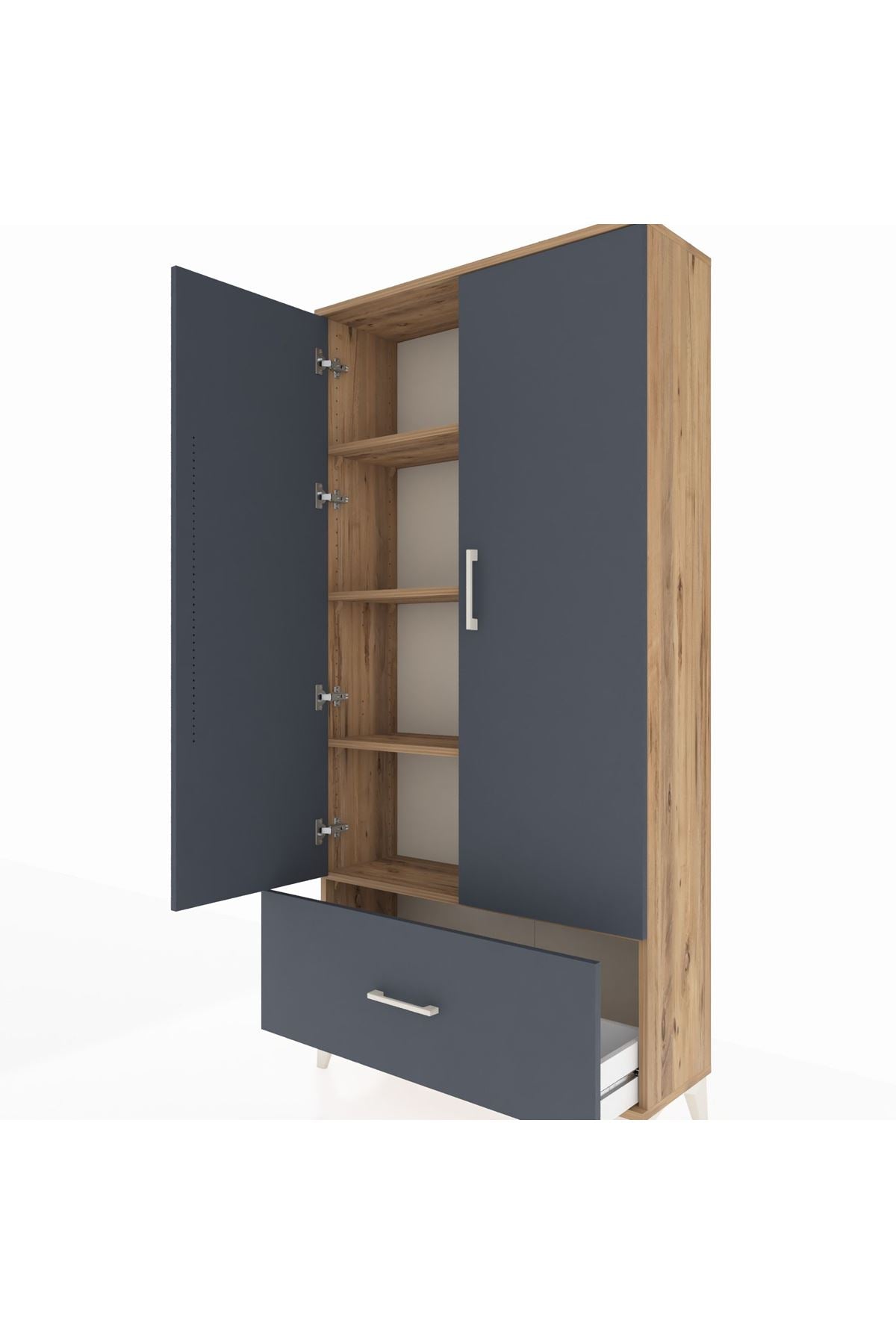 Arges Dolap 4 Raflı Tek Çekmeceli 2 Kapaklı 88x30x182 - S24M016V8A