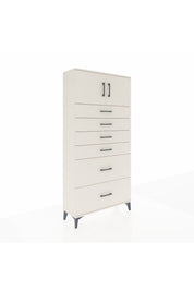 Arges Dolap Tek Raflı 6 Çekmeceli 2 Kapaklı 88x30x182 - S24M017V1A