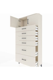Arges Dolap Tek Raflı 6 Çekmeceli 2 Kapaklı 88x30x182 - S24M017V1A
