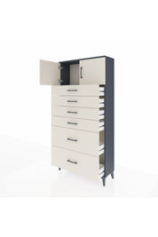 Arges Dolap Tek Raflı 6 Çekmeceli 2 Kapaklı 88x30x182 - S24M017V4A