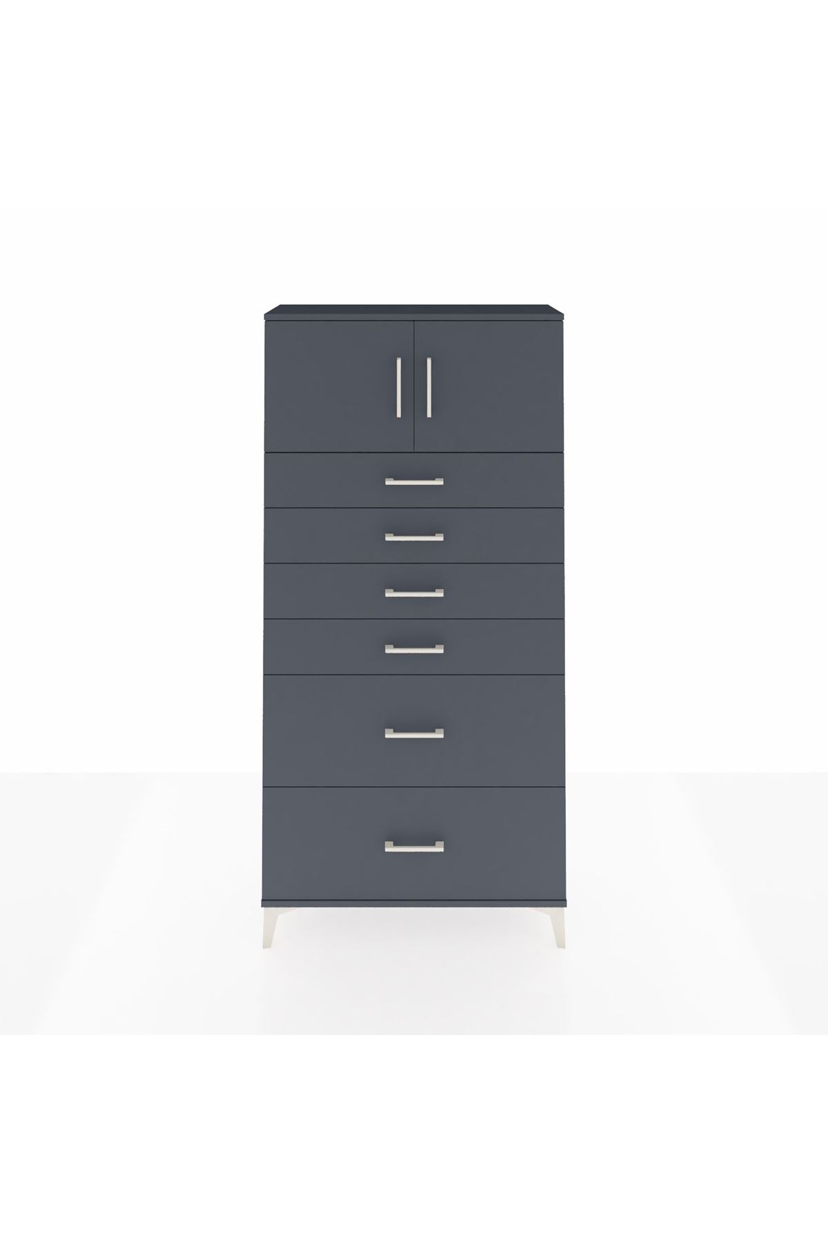 Arges Dolap Tek Raflı 6 Çekmeceli 2 Kapaklı 88x30x182 - S24M017V5A