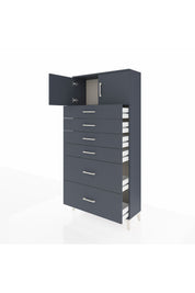 Arges Dolap Tek Raflı 6 Çekmeceli 2 Kapaklı 88x30x182 - S24M017V5A