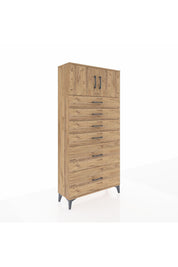 Arges Dolap Tek Raflı 6 Çekmeceli 2 Kapaklı 88x30x182 - S24M017V9A