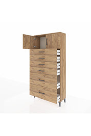 Arges Dolap Tek Raflı 6 Çekmeceli 2 Kapaklı 88x30x182 - S24M017V9A