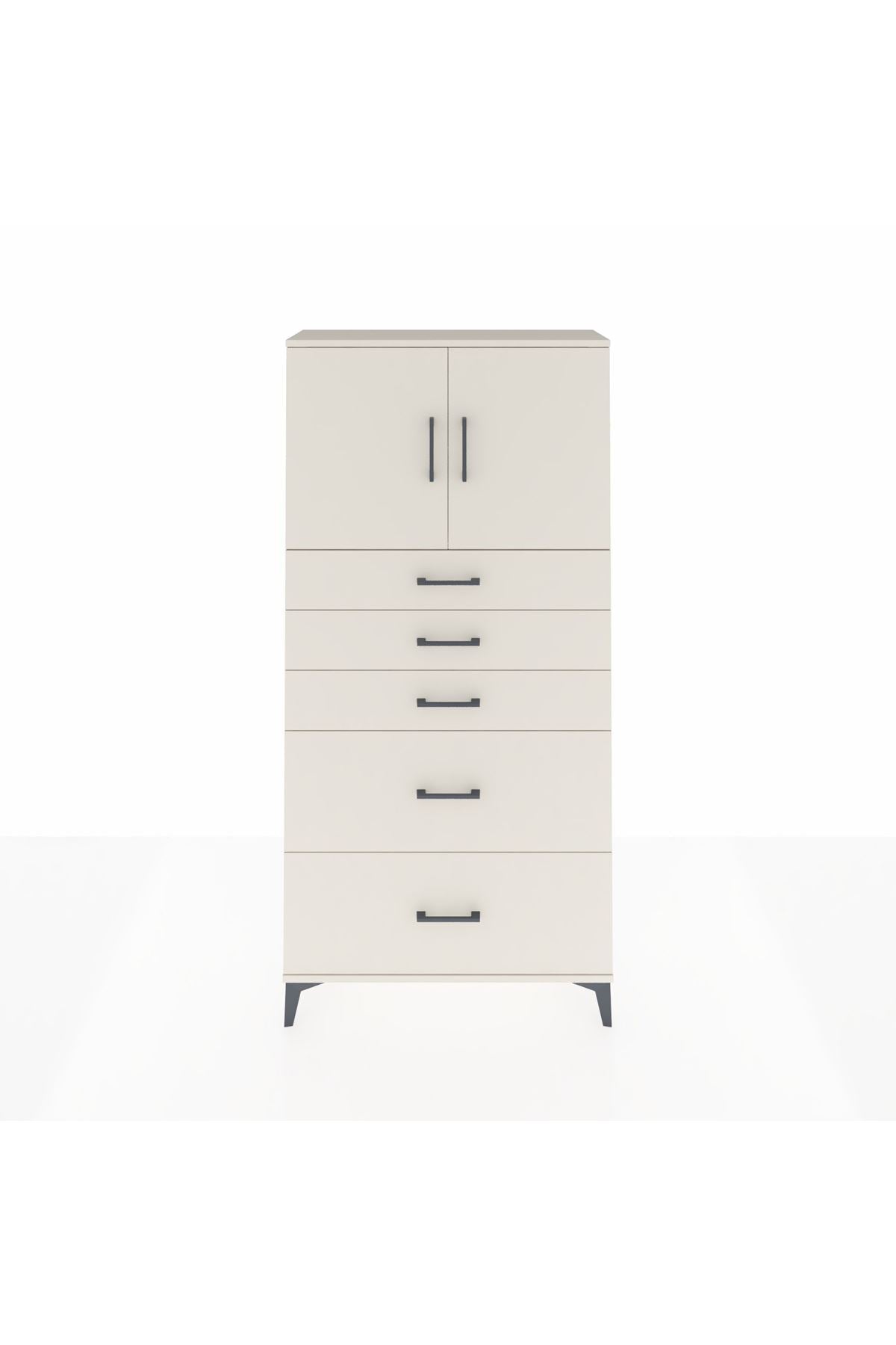 Arges Dolap 2 Raflı 5 Çekmeceli 2 Kapaklı 88x30x182 - S24M018V1A