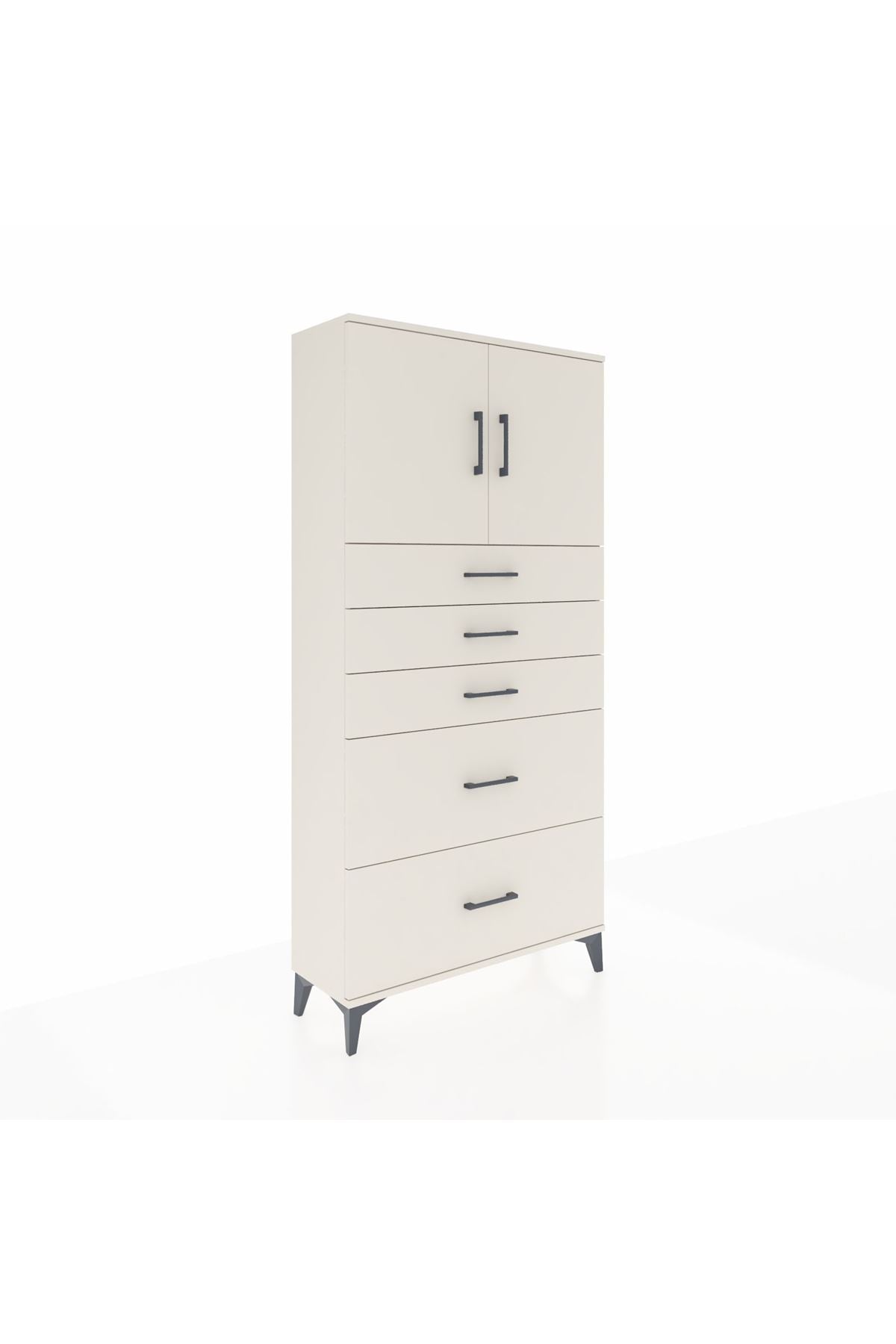 Arges Dolap 2 Raflı 5 Çekmeceli 2 Kapaklı 88x30x182 - S24M018V1A