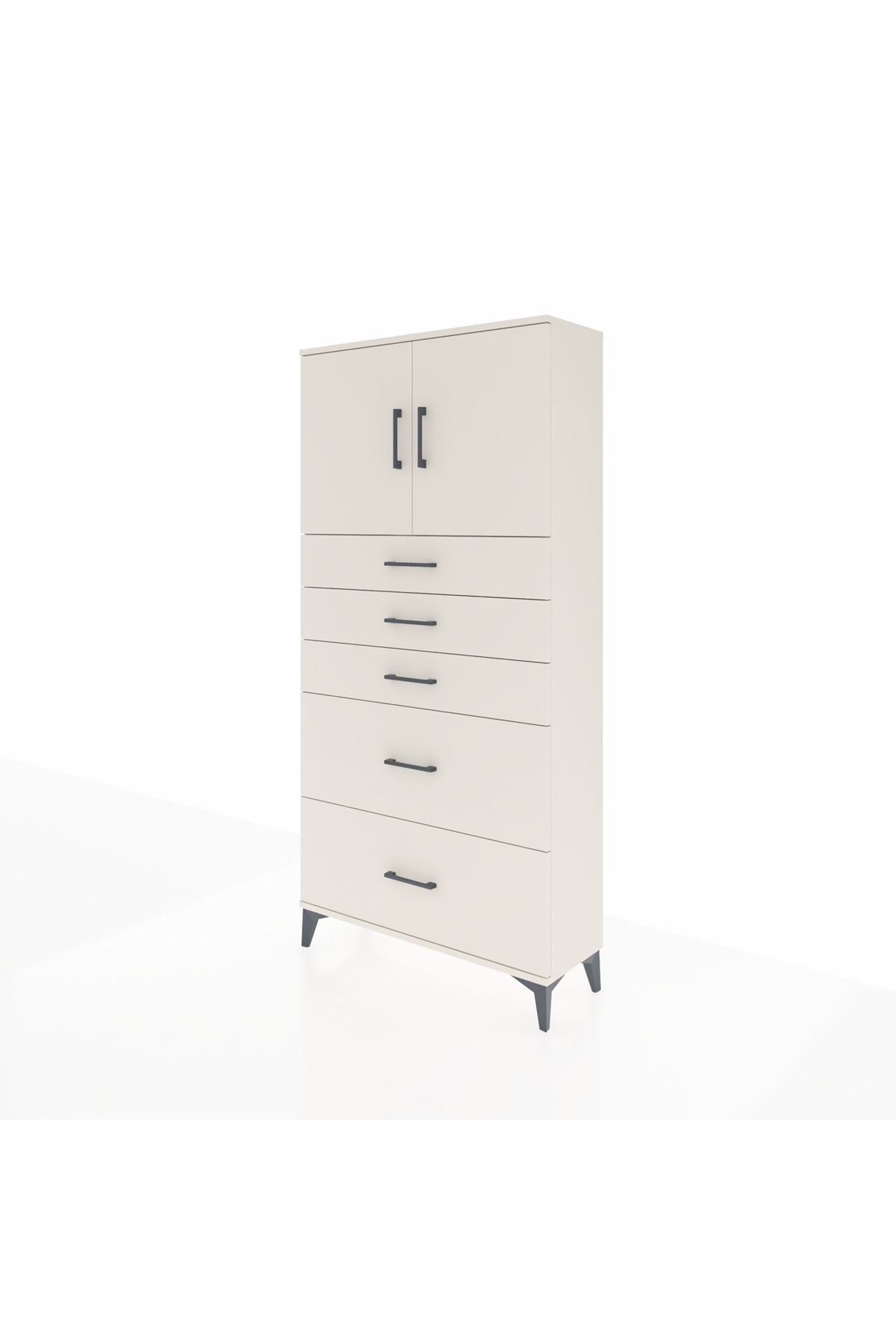 Arges Dolap 2 Raflı 5 Çekmeceli 2 Kapaklı 88x30x182 - S24M018V1A