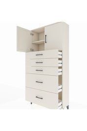 Arges Dolap 2 Raflı 5 Çekmeceli 2 Kapaklı 88x30x182 - S24M018V1A