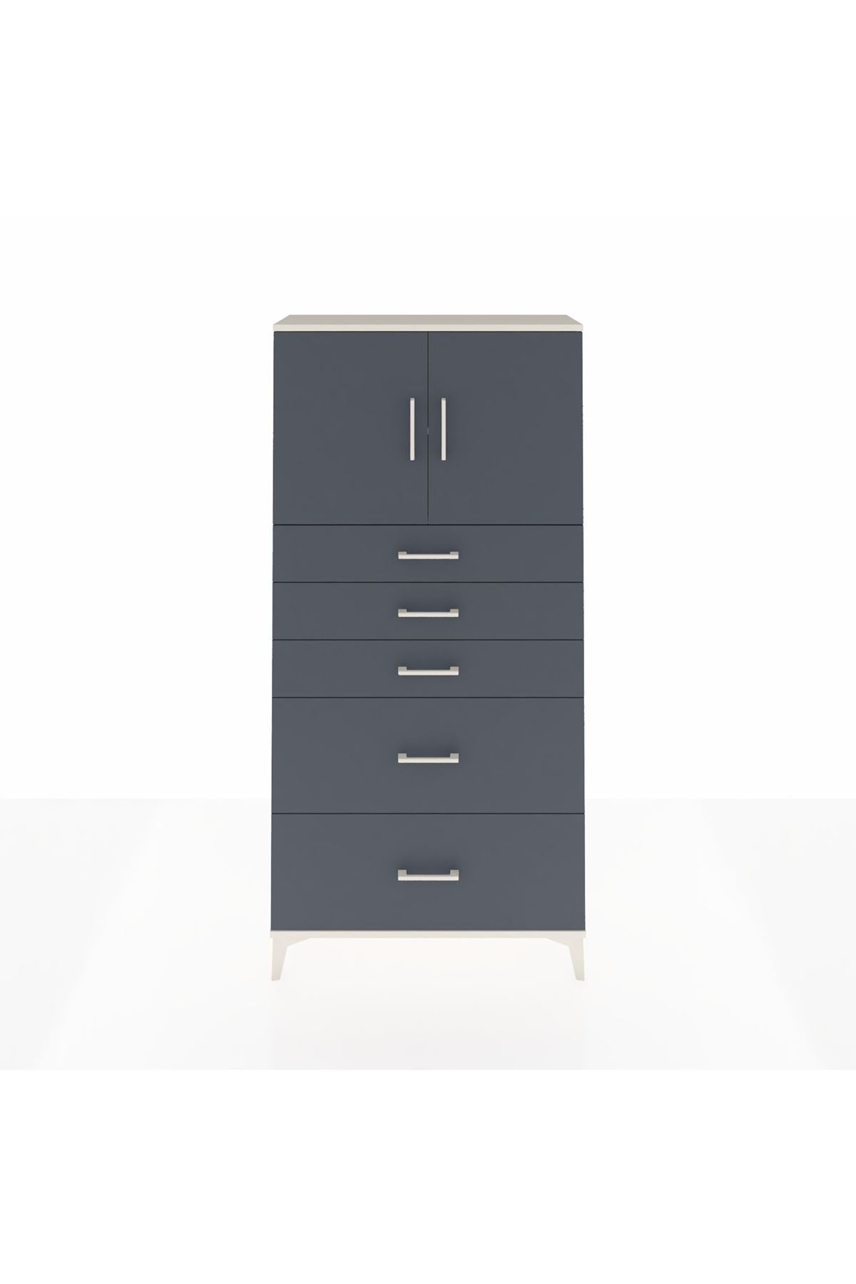 Arges Dolap 2 Raflı 5 Çekmeceli 2 Kapaklı 88x30x182 - S24M018V2A