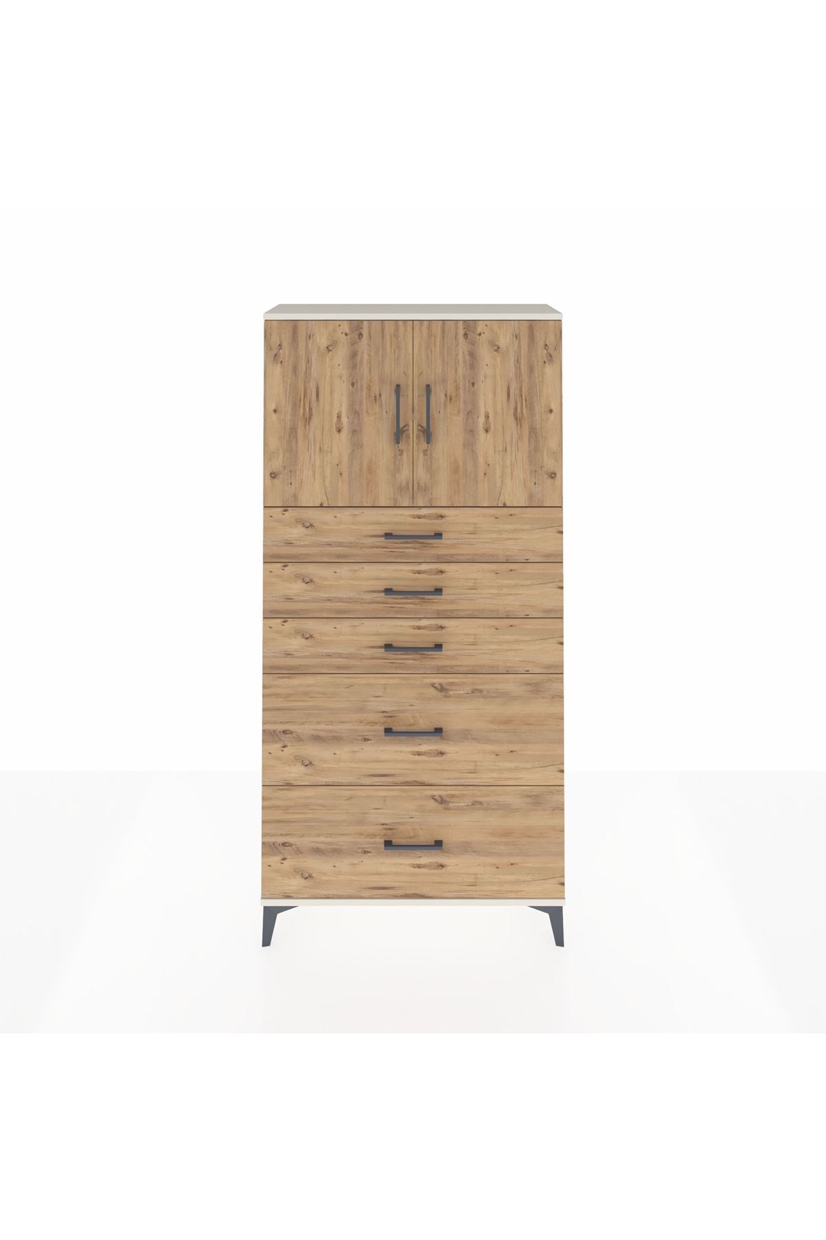 Arges Dolap 2 Raflı 5 Çekmeceli 2 Kapaklı 88x30x182 - S24M018V3A