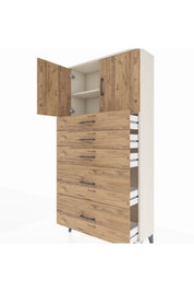 Arges Dolap 2 Raflı 5 Çekmeceli 2 Kapaklı 88x30x182 - S24M018V3A