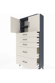 Arges Dolap 2 Raflı 5 Çekmeceli 2 Kapaklı 88x30x182 - S24M018V4A