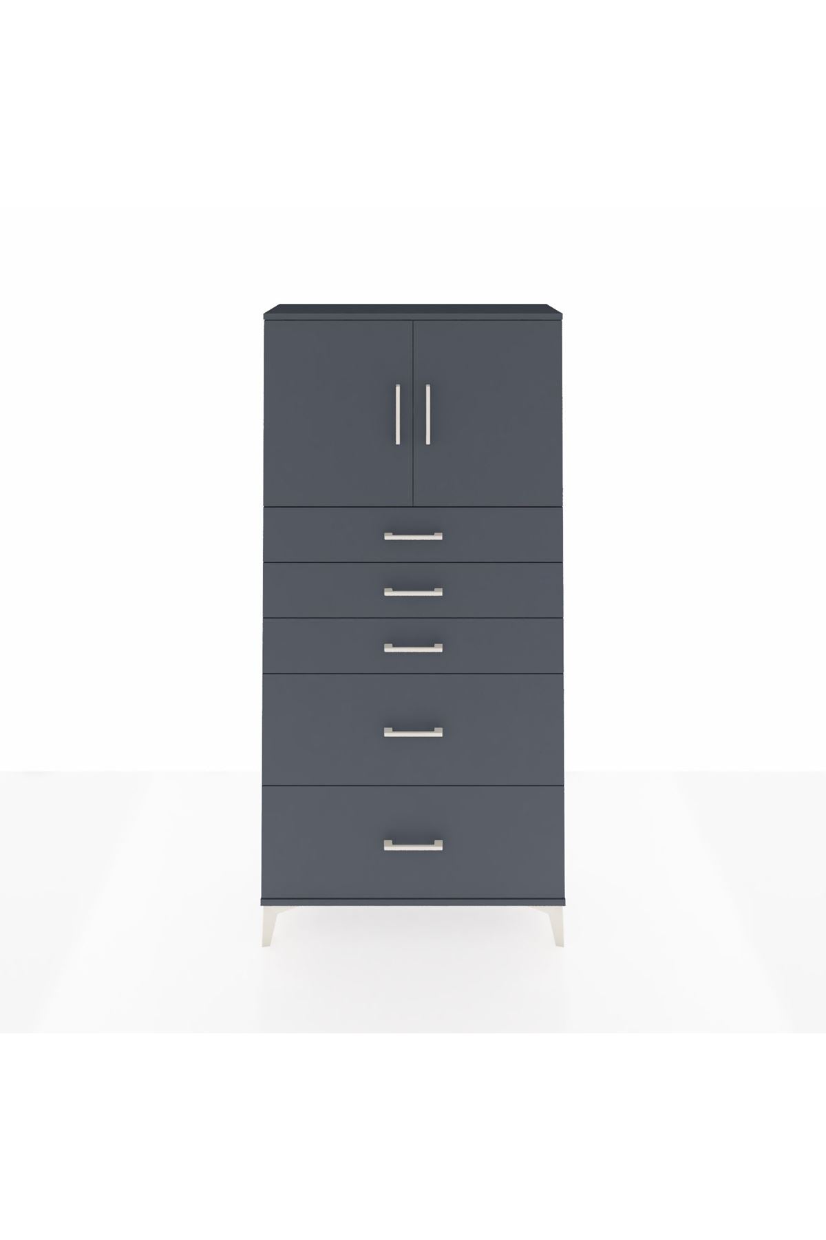 Arges Dolap 2 Raflı 5 Çekmeceli 2 Kapaklı 88x30x182 - S24M018V5A