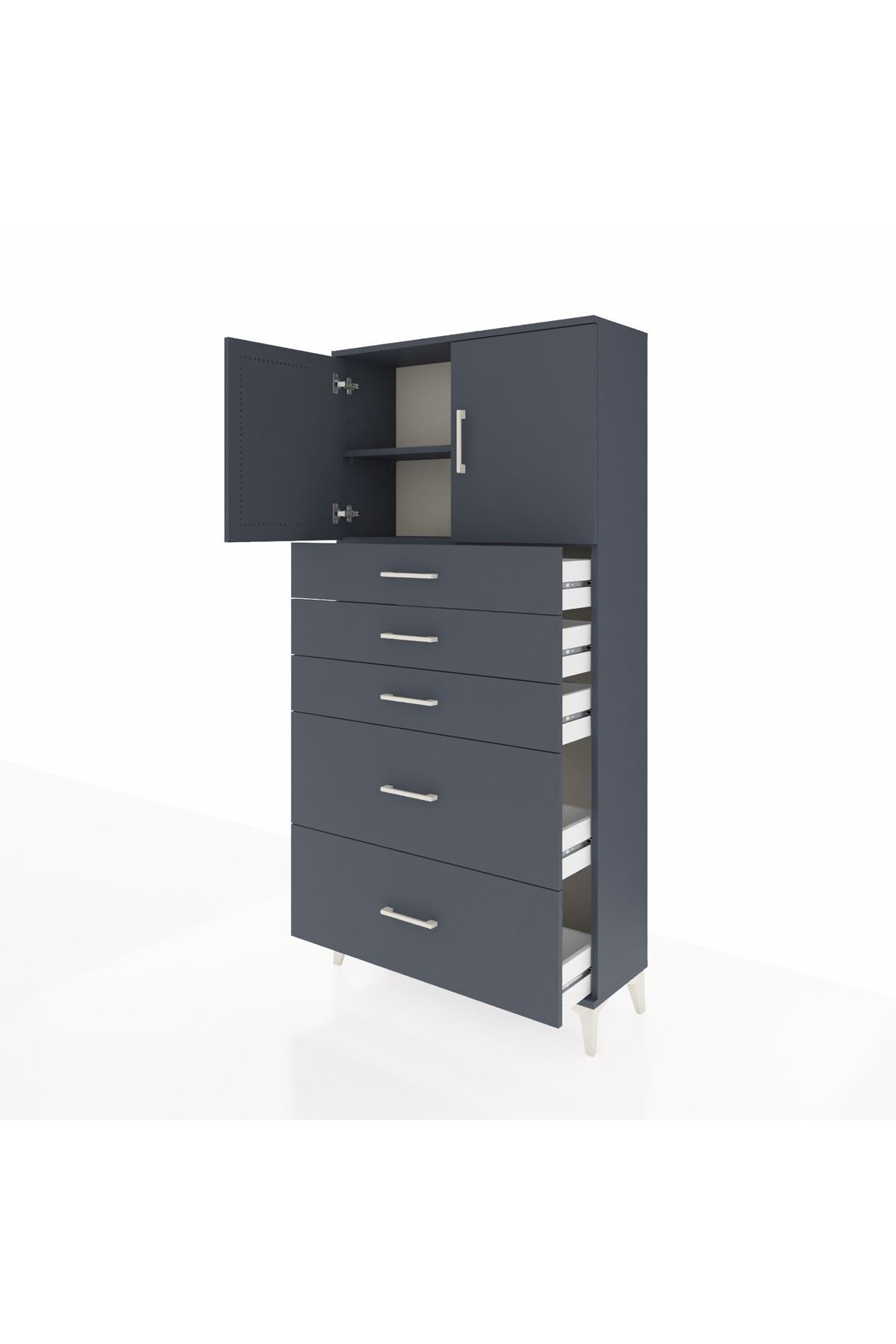 Arges Dolap 2 Raflı 5 Çekmeceli 2 Kapaklı 88x30x182 - S24M018V5A