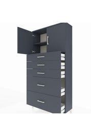 Arges Dolap 2 Raflı 5 Çekmeceli 2 Kapaklı 88x30x182 - S24M018V5A