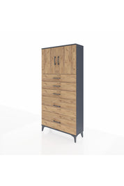 Arges Dolap 2 Raflı 5 Çekmeceli 2 Kapaklı 88x30x182 - S24M018V6A