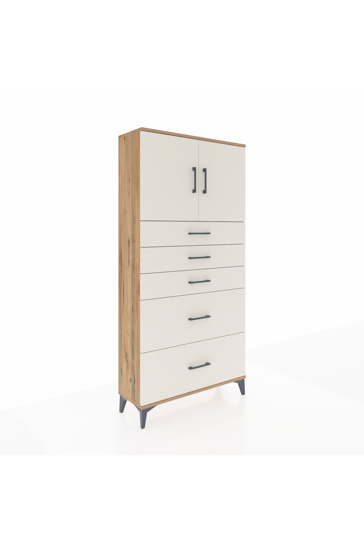 Arges Dolap 2 Raflı 5 Çekmeceli 2 Kapaklı 88x30x182 - S24M018V7A