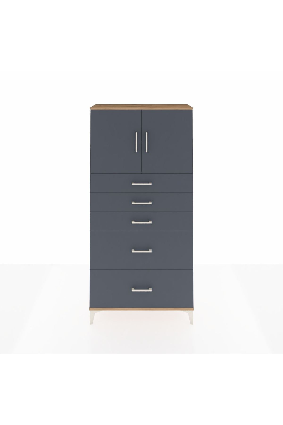 Arges Dolap 2 Raflı 5 Çekmeceli 2 Kapaklı 88x30x182 - S24M018V8A