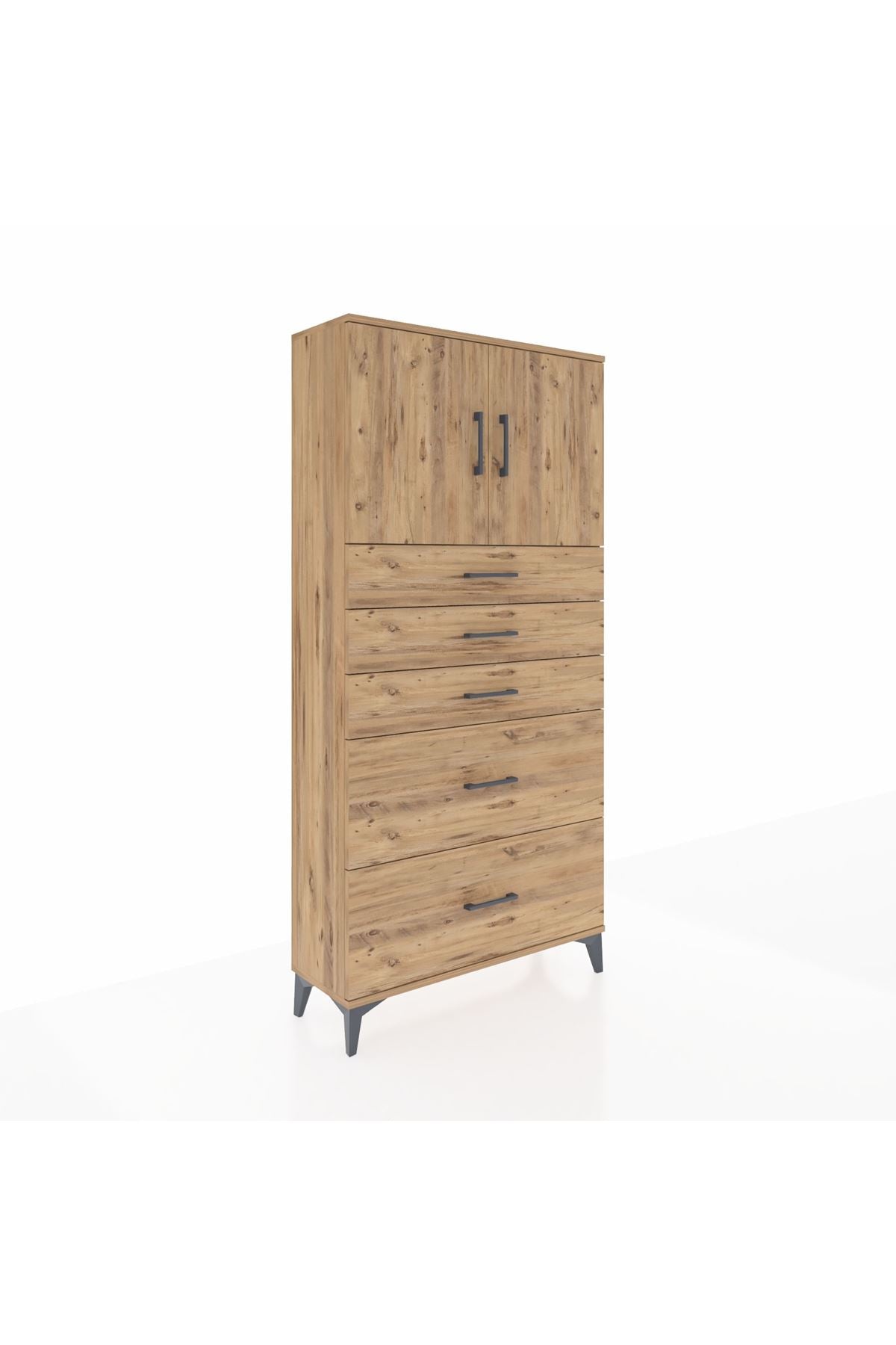 Arges Dolap 2 Raflı 5 Çekmeceli 2 Kapaklı 88x30x182 - S24M018V9A
