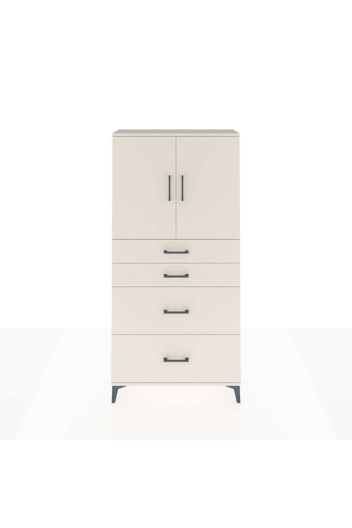 Arges Dolap 2 Raflı 4 Çekmeceli 2 Kapaklı 88x30x182 - S24M019V1A