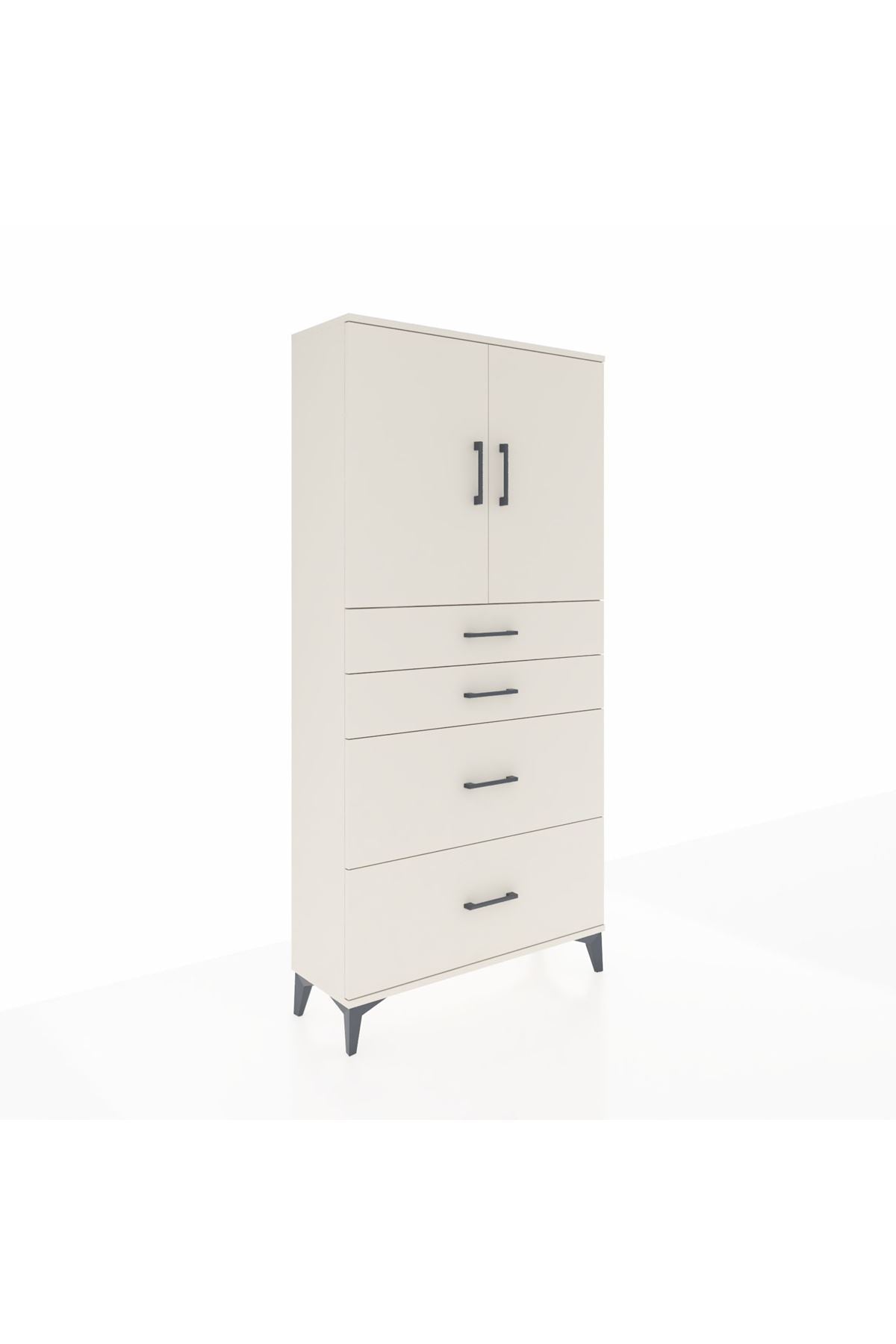 Arges Dolap 2 Raflı 4 Çekmeceli 2 Kapaklı 88x30x182 - S24M019V1A
