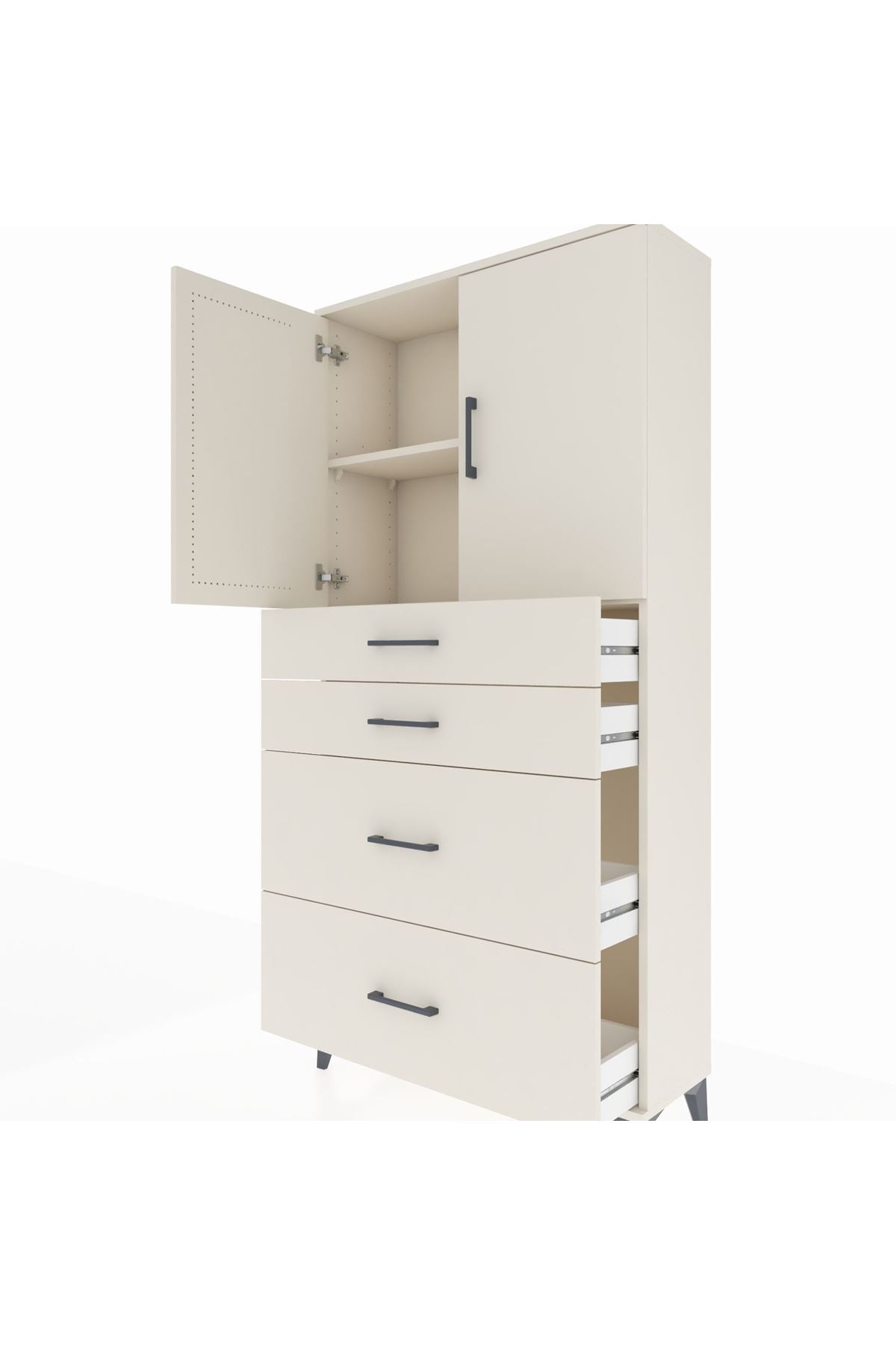 Arges Dolap 2 Raflı 4 Çekmeceli 2 Kapaklı 88x30x182 - S24M019V1A