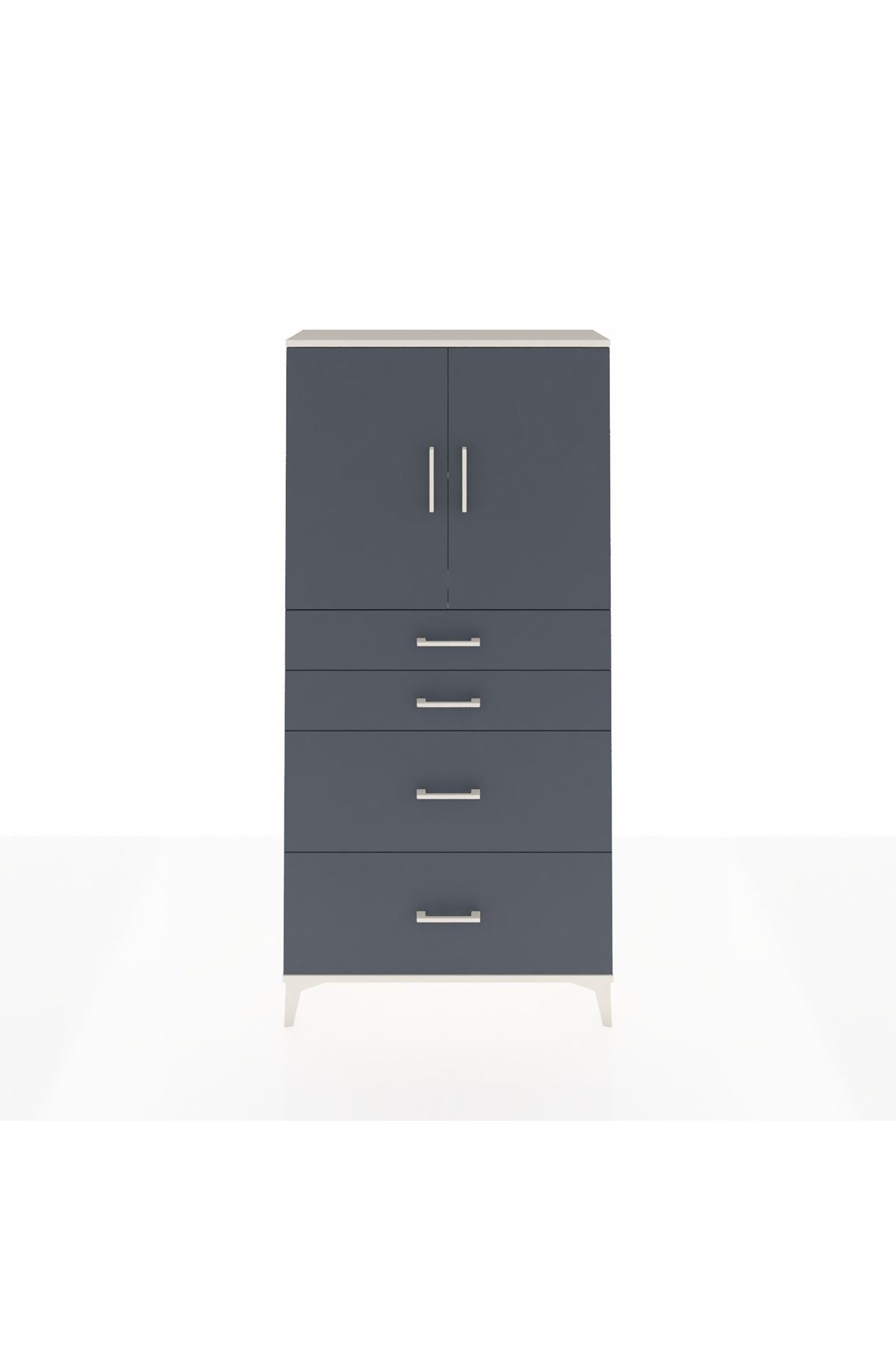 Arges Dolap 2 Raflı 4 Çekmeceli 2 Kapaklı 88x30x182 - S24M019V2A