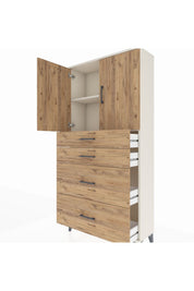 Arges Dolap 2 Raflı 4 Çekmeceli 2 Kapaklı 88x30x182 - S24M019V3A