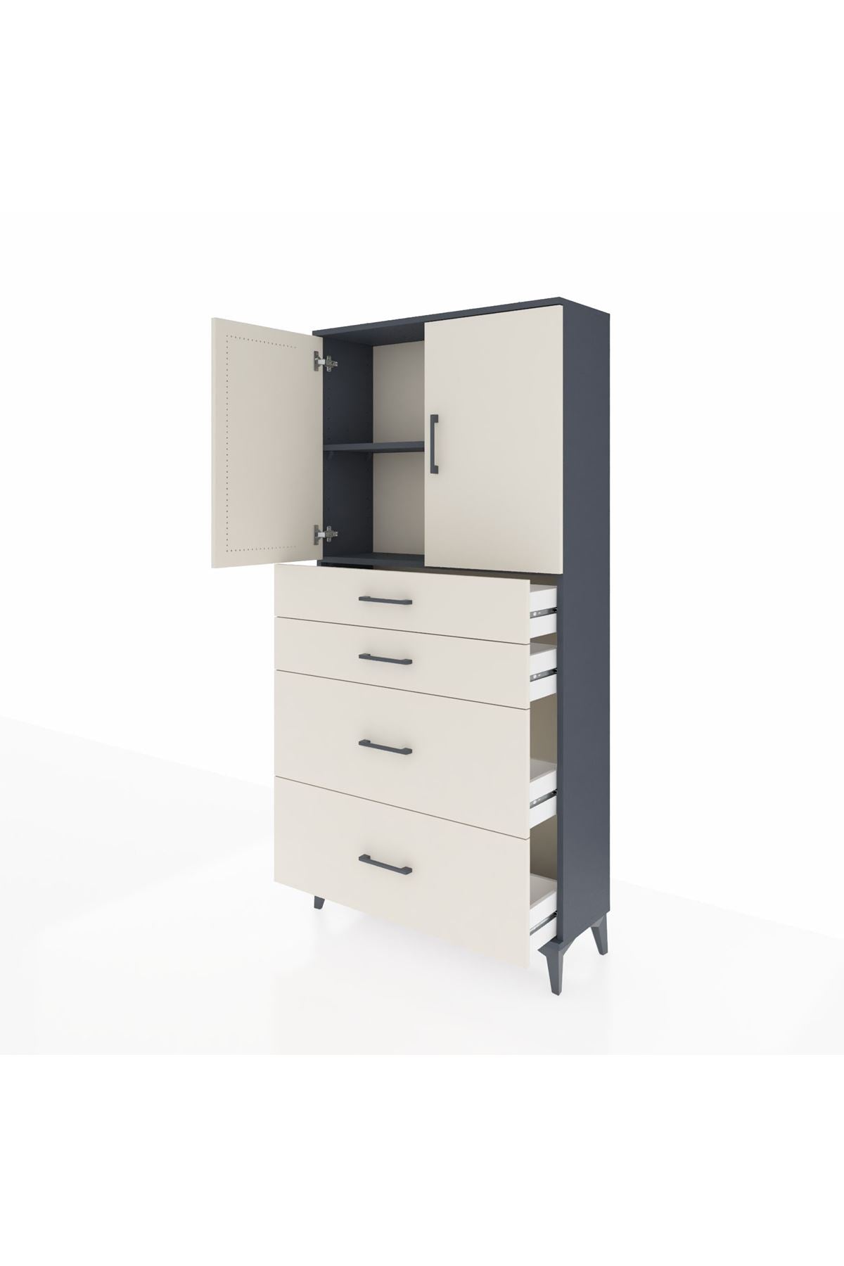 Arges Dolap 2 Raflı 4 Çekmeceli 2 Kapaklı 88x30x182 - S24M019V4A