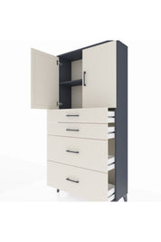 Arges Dolap 2 Raflı 4 Çekmeceli 2 Kapaklı 88x30x182 - S24M019V4A