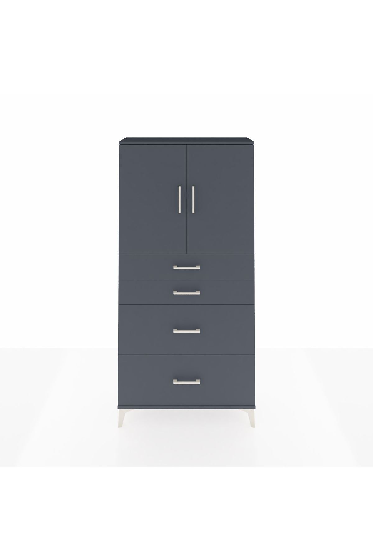 Arges Dolap 2 Raflı 4 Çekmeceli 2 Kapaklı 88x30x182 - S24M019V5A