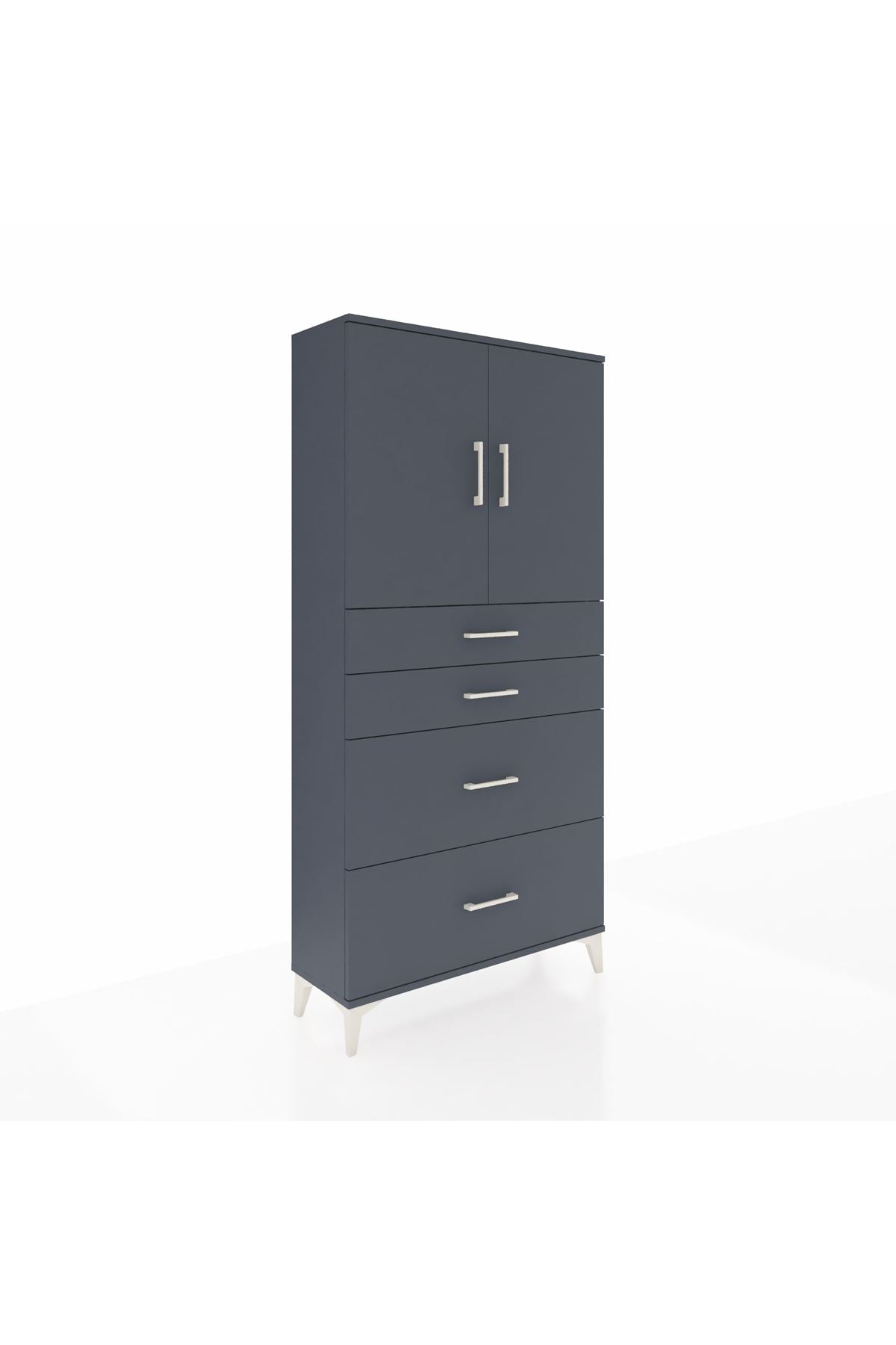 Arges Dolap 2 Raflı 4 Çekmeceli 2 Kapaklı 88x30x182 - S24M019V5A