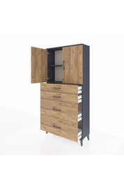 Arges Dolap 2 Raflı 4 Çekmeceli 2 Kapaklı 88x30x182 - S24M019V6A