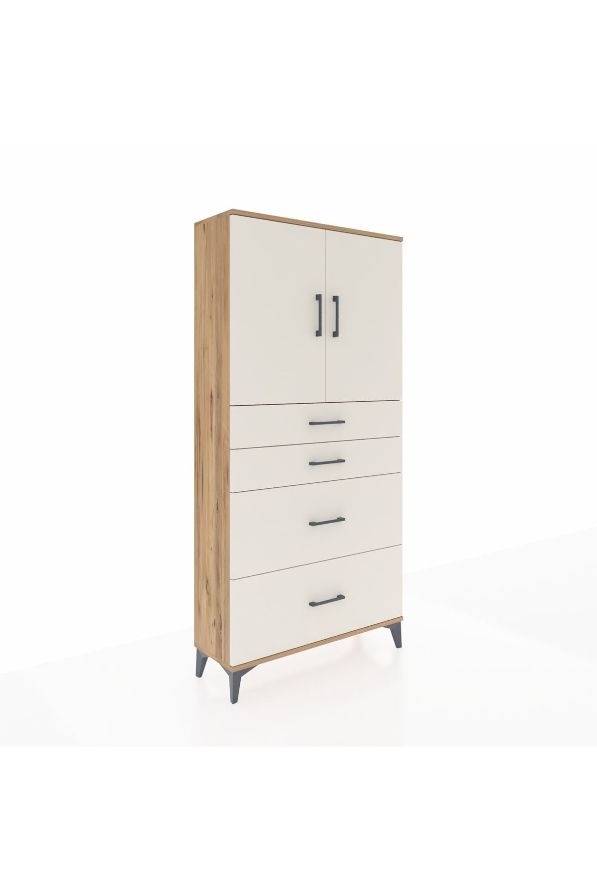 Arges Dolap 2 Raflı 4 Çekmeceli 2 Kapaklı 88x30x182 - S24M019V7A